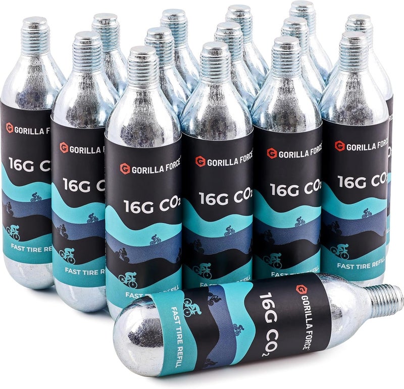 Gorilla Force Threaded CO2 Cartridges, 16g for Bike Tire Inflators - Image 1